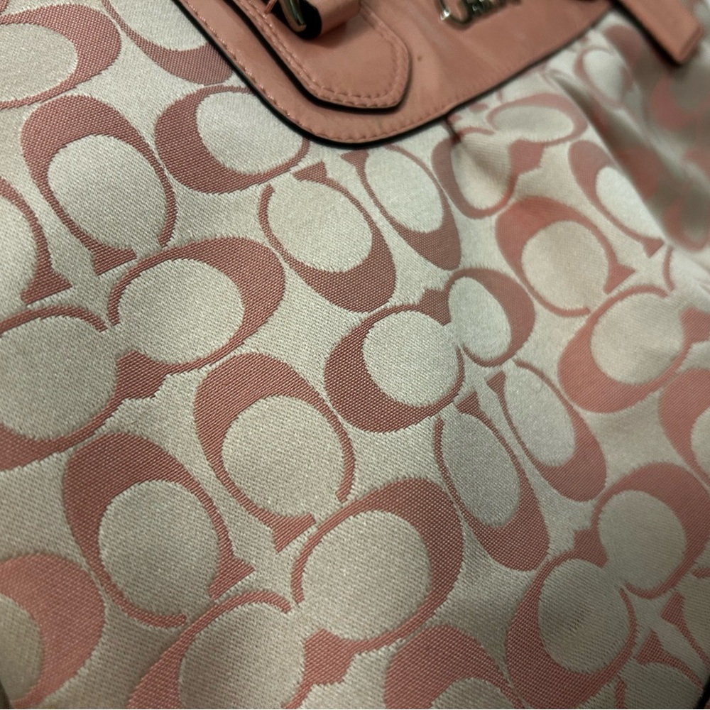 COACH ASHLEY PEONY PINK SIGNATURE CARRYALL HANDBAG SHOULDER BAG PURSE - Picture 12 of 16